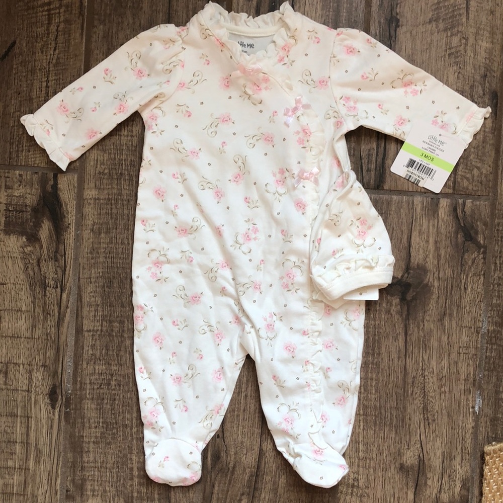 Little Me floral outfit with hat.